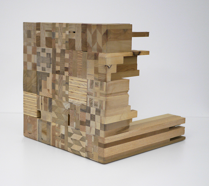 Ato Ribeiro - What a Preventer of Life-Loss, 2020, repurposed wood, wood glue, 15.25 by 15.25 by 18.25 inches