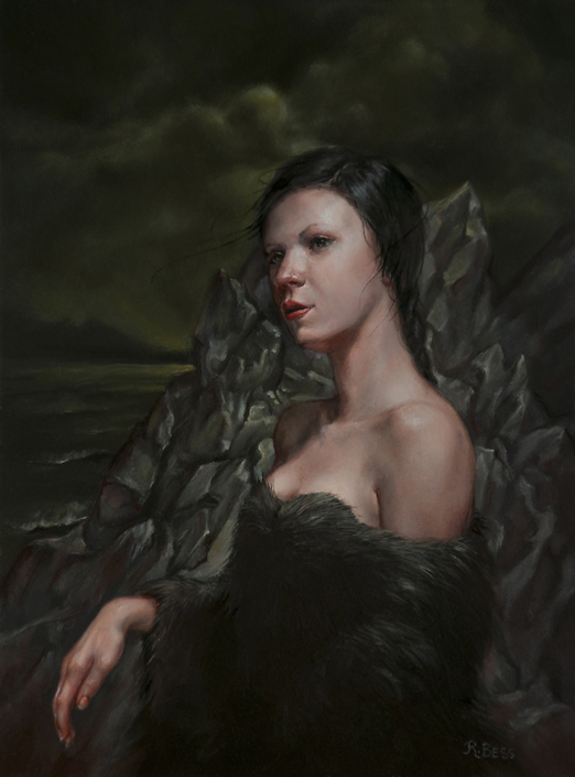 Rachel Bess - Looking for Lovecraft, 2017, oil on Dibond, 8 by 6 inches / 11.75 by 9.5 inches framed