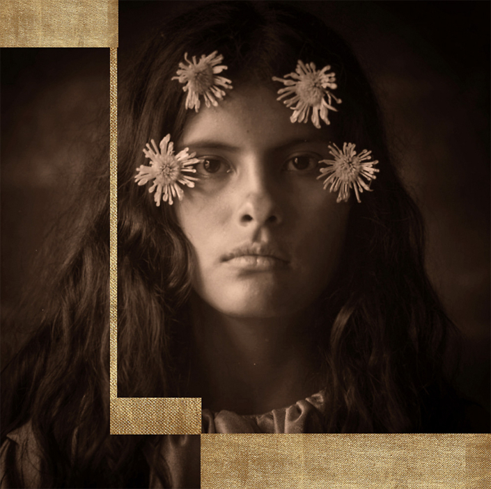 Luis González Palma - Untitled (Flowers Gold), 2021, photograph on watercolor paper, gold leaf, available in three sizes: 12 by 12 inches unframed, 20 by 20 inches unframed, 36 by 36 inches unframed, edition of 7