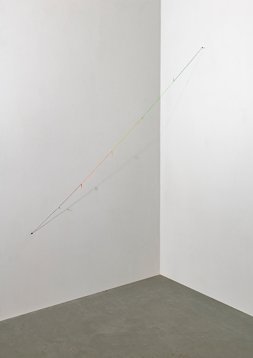 Julianne Swartz - Knotted Rainbow, 2022, magnets, thread, plastic, 41" diagonally, edition of 3