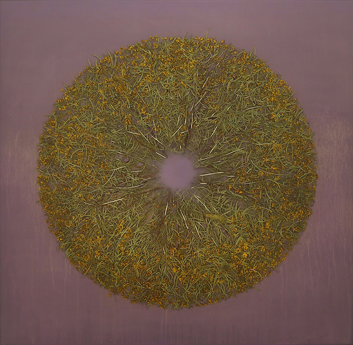 Mayme Kratz - Vanishing Light 32, 2022, resin, Cassia on panel, 36 by 36 inches