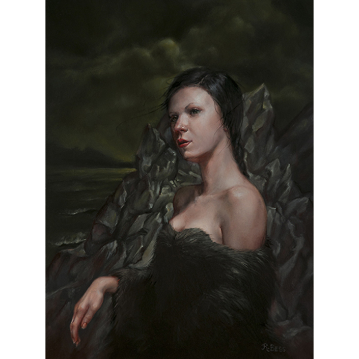 Rachel Bess - Looking for Lovecraft, 2017, oil on Dibond, 8 by 6 inches / 11.75 by 9.5 inches framed