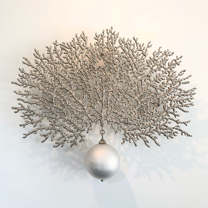 Timothy Horn - Aquaria 3, nickel-plated bronze, mirrored blown glass, 38 by 44 by 78 inches