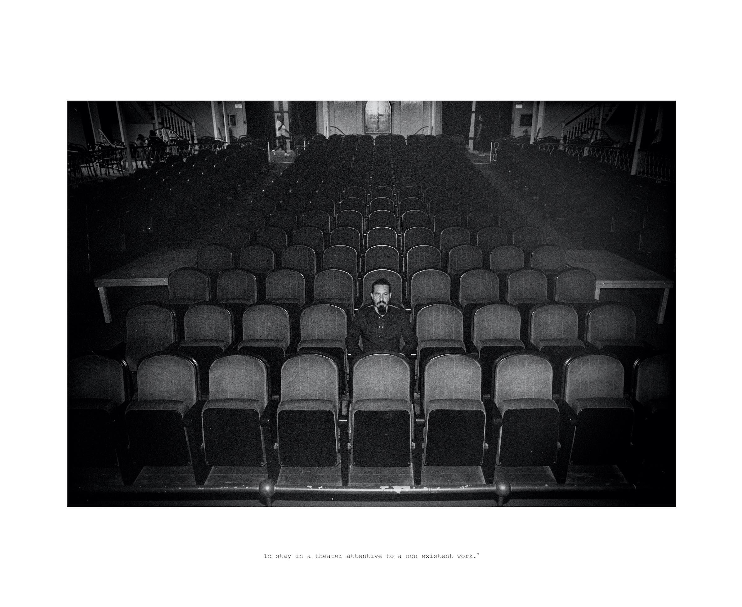 Reynier Leyva Novo - Blank Check - About how to empty the mind (To stay in a theater attentive to a non existent work), 2020, 35 mm photograph, archival print on Hahnemuhle photo rag Baryta paper, 18 x 22 inches unframed, edition of 3