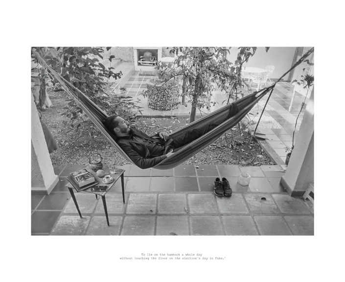 Reynier Leyva Novo - Blank Check - About how to empty the mind (To lie on the hammock a whole day without touching the floor on the election's day in Cuba), 2020-2023, 35 mm photograph, archival print on Hahnemuhle photo rag Baryta paper, 18 x 22 inches unframed, edition of 3