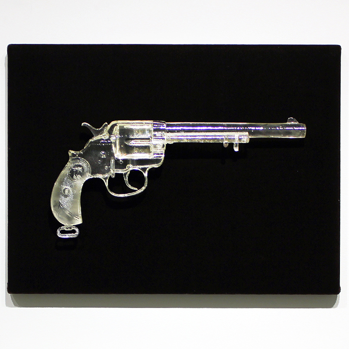 Reynier Leyva Novo - The Desire to Die for Others: Revolver: Jose Marti (detail), 2012, cast in polyester resin from original object, 12.25 by 4 by 1.75 inches, edition of 5, Was a gift from Panchito Gómez Toro to José Martí in the United States. It is known as Colt Frontier or “Peacemaker”