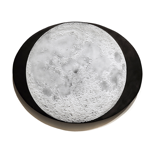 Charlotte Potter - Moon Basking: Near Side (SOLD), 2023, hand engraved glass cameo, 13.75" x 17.5"