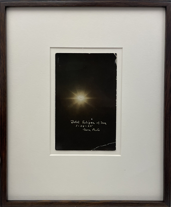 Unknown Artist - Total Eclipse of Sun, 1925, vintage vernacular photograph, 5.25 by 3.25 inches unframed / 11.5 by 9.5 inches framed
