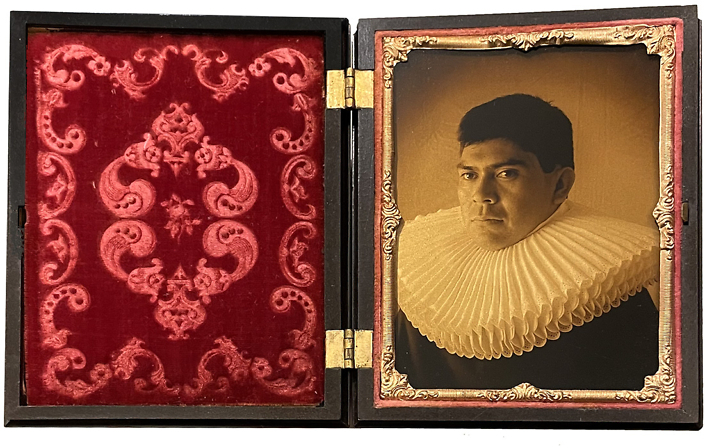Luis González Palma - Bodyguard #7, 2010, original goldtone photograph, vintage daguerreotype case, 4.75" x 8" when open, edition of 6