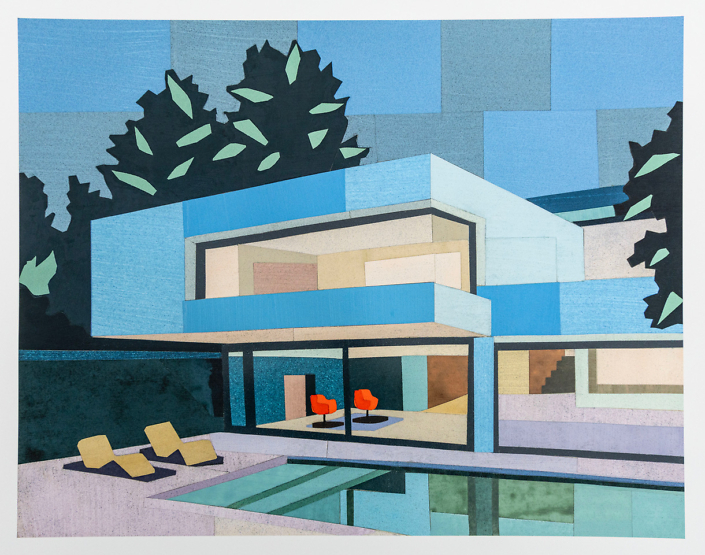 Andy Burgess - Carrara House, 2024, screen print, 26 x 31.5" framed